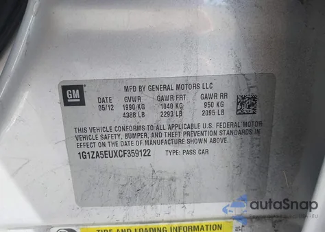 2012 Chevrolet Malibu Ls z USA, uszkodzony, nr VIN 1G1ZA5EUXCF359122